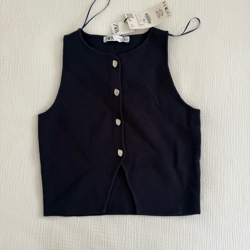 Zara Navy Sleeveless Top